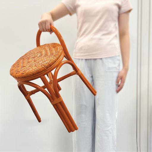 天然籐 軽くて便利なスタッキングチェア2脚組