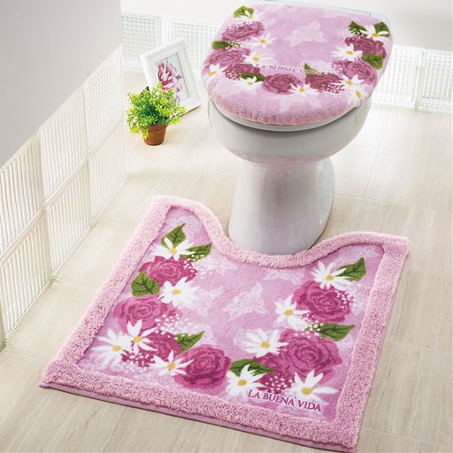 ローズ<br>※商品はフタカバーです。トイレマットはCG-627を使用しています。