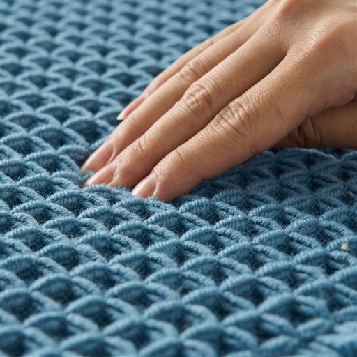 凹凸感のあるワッフル織りで、、もっちりしているのにベタつかない。