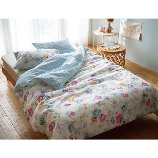 ミントグリーン<br>シワになりにくく乾きやすい、綿混素材の掛け布団カバーです。