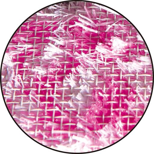 ブラシ部拡大 汚れをかき出すハードとソフトのW繊維ブラシ