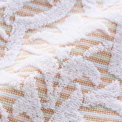 生地拡大(オレンジ系)<br>ジャカードの浮き出る柄が上品な印象に。