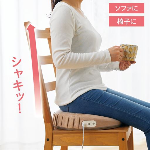 ※イメージ ダイニングチェアなどの上に置いて座ると、姿勢をサポートして背筋がスラリ。インテリアともなじみのいいカラーで、こっそり不調のケアもできます。