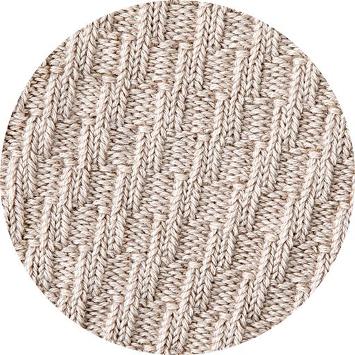 らせん状のリブ編みでずれにくい。