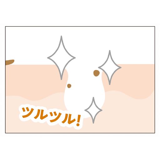 ツルツルに!※イメージ ※石鹸やボディソープで泡立てるとより効果的です。