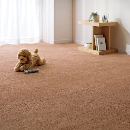 テラコッタ 6畳(横352×縦261cm) ふんわり優しい踏み心地のカットパイルカーペット お部屋の雰囲気に合わせて選べる豊富なカラー展開。敷き詰められるカーペットでホコリも舞い上がりにくい。 ペットの爪も引っかかりにくいです。