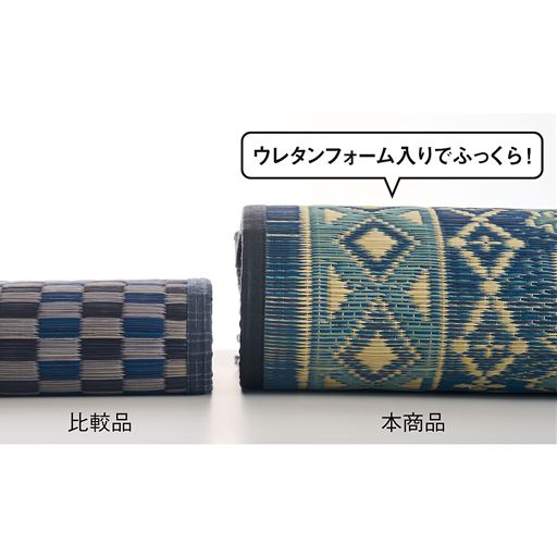 ウレタンフォーム入りで、厚さ約9mmのふっくらとした踏み心地。<br>※写真はたたんだ状態です。