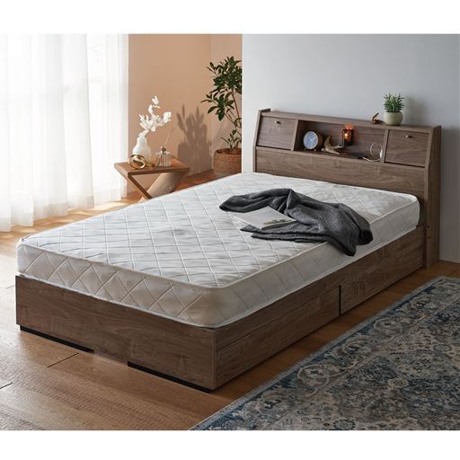 ライトブラウン セミダブルB<br>木目の美しいデザインがお部屋にマッチします。