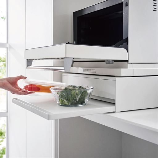 【上下で入れ替え可能】引き出しが上 <br>レンジの扉が当たらない!