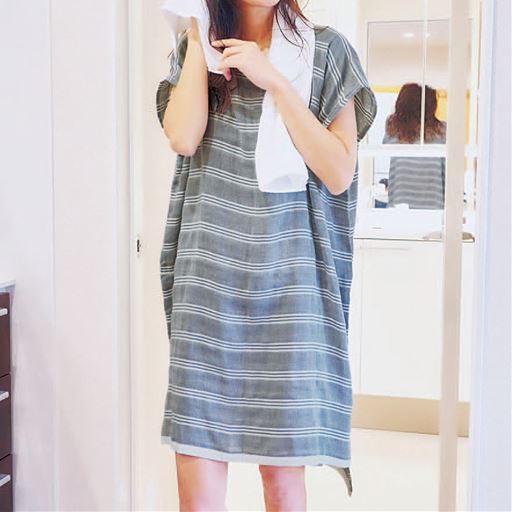 グレー<br>綿100%で気持ちいい! ダブルガーゼで仕上げた湯上がりポンチョです。