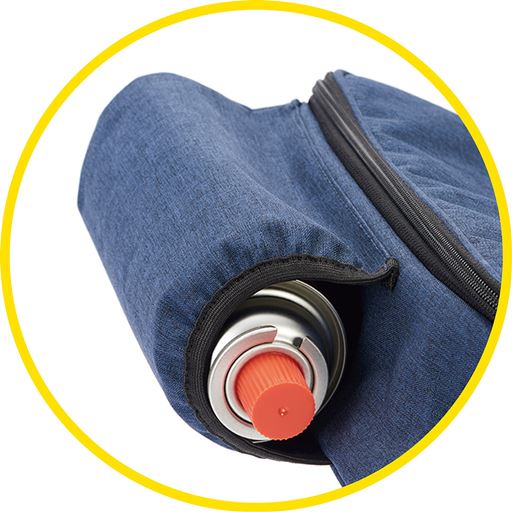 カセットボンベが収納できるポケットつき!