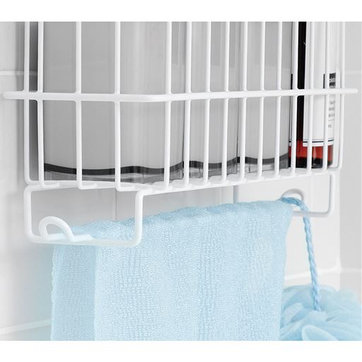 下部に小物フックとタオルバー付き