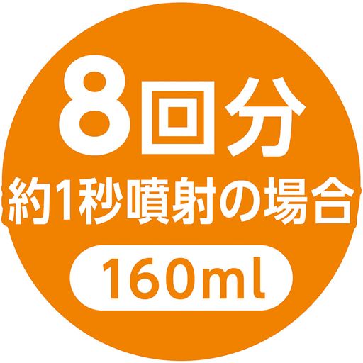 8回分 約1秒噴射の場合 160ml