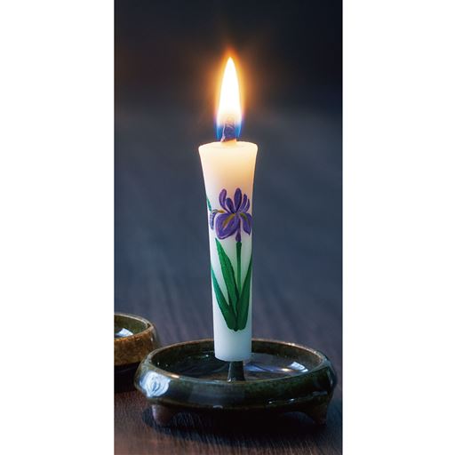 手描き花ろうそく5本と燭台セット