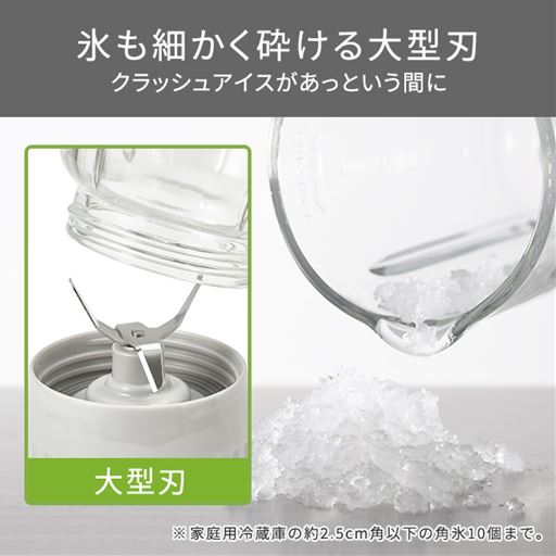 氷も細かく砕ける大型刃