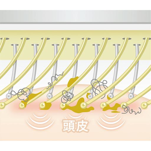髪のからまりをほぐし頭皮を刺激する音波振動