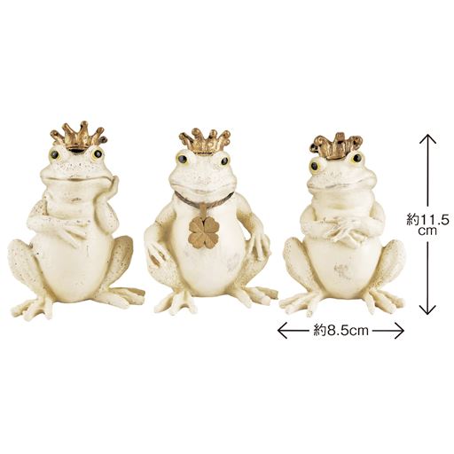 3匹のカエルが、愛らしい表情でお迎えします♪