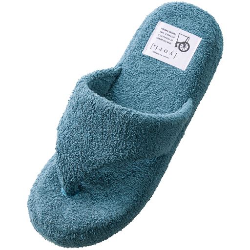 ブルー<br>鼻緒部分も柔らかなパイル素材だから、指の付け根も痛くなりにくい。