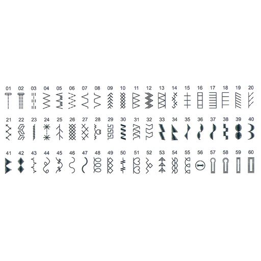 60種類の縫い模様が使える!