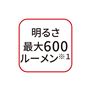 明るさ最大600ルーメン※1 ※1. リチウムイオン電池使用時、ハイモード時