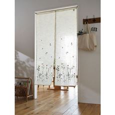 ナチュラル花刺繍のれん