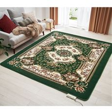 ベルベットタッチのふっくらエレガントラグ(花柄カービング加工)