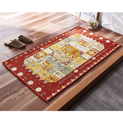 ゴブラン織り風玄関マット(ギャッベ柄)