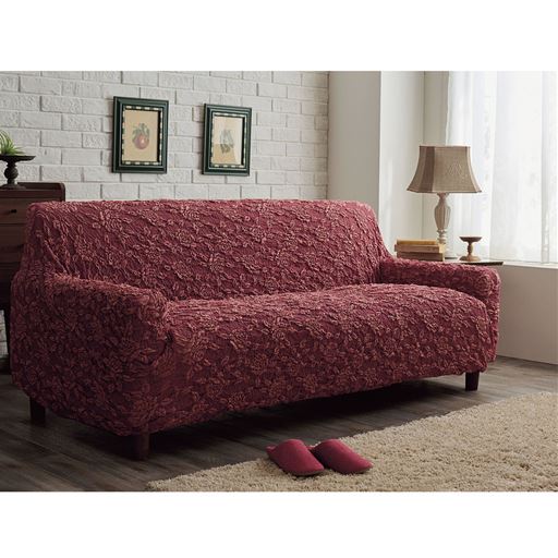 【イタリア製】フィットソファカバー(ローズ柄)