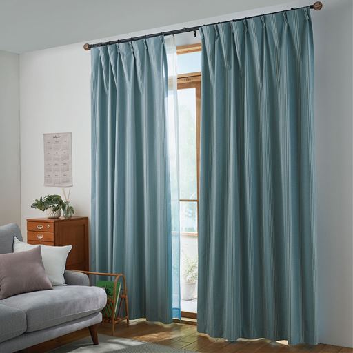 【形状記憶】1級遮光カーテン(ストライプ柄)