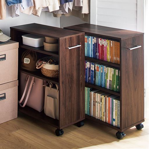 クローゼット収納ブックワゴン(キャスター付き)