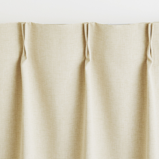 アイボリクリーム<br>2山プリーツ(1.5倍ヒダ)仕様です。 ※正面付け(Bフック)使用イメージ