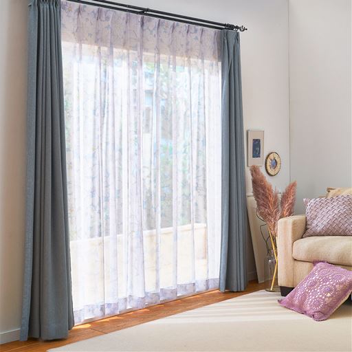 ブルーグレー<br>※商品はカーテンです。レースカーテンはVP-1207を使用しています。