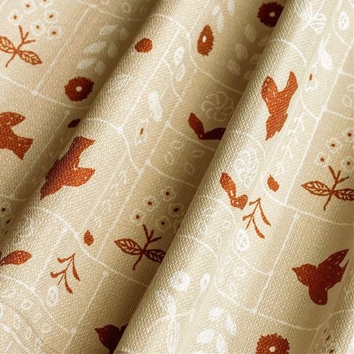 ベージュ(線画ししゅう)<br>生地拡大