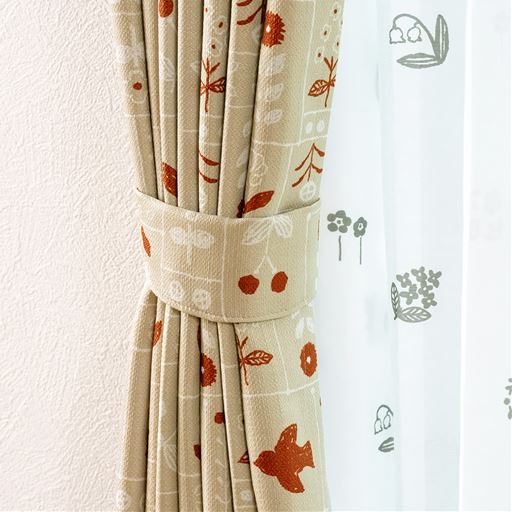 ベージュ(線画ししゅう)<br>タッセル2本付き(1枚物1本付き)