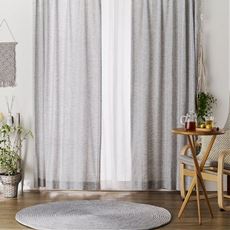 【形状記憶】国産ストライプデザインカーテン/光を通す非遮光・ナチュラル・杢感素材