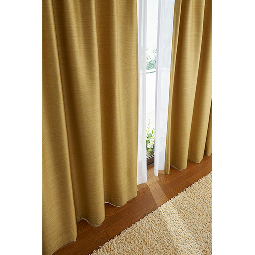 ざっくり質感の防炎2級遮光無地カーテン