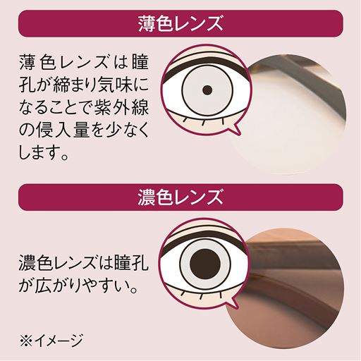 適度に眩しさを和らげてくれる 目にやさしい薄色レンズ