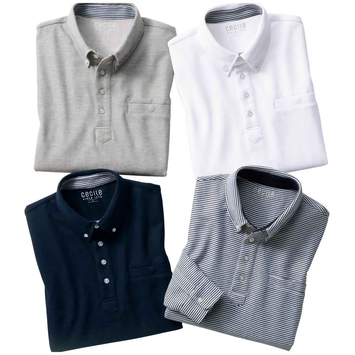 ZOY　最新　長袖　ポロシャツ　ボタンダウン 23-az551047-01.jpg