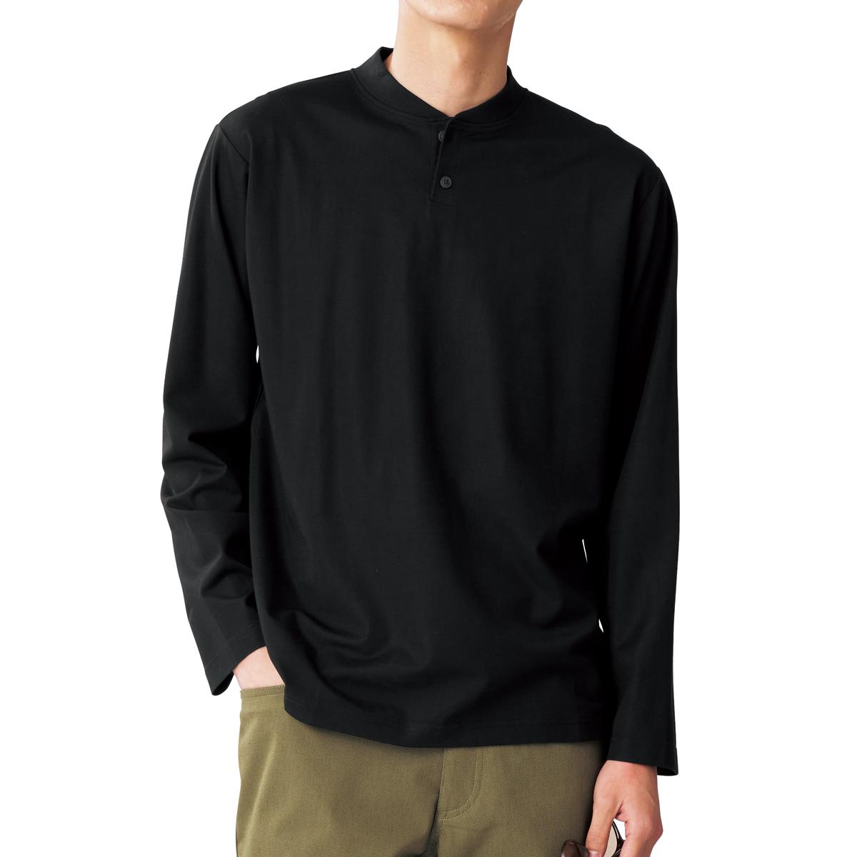 接触冷感・さらっと素材ヘンリーネックTシャツ(長袖