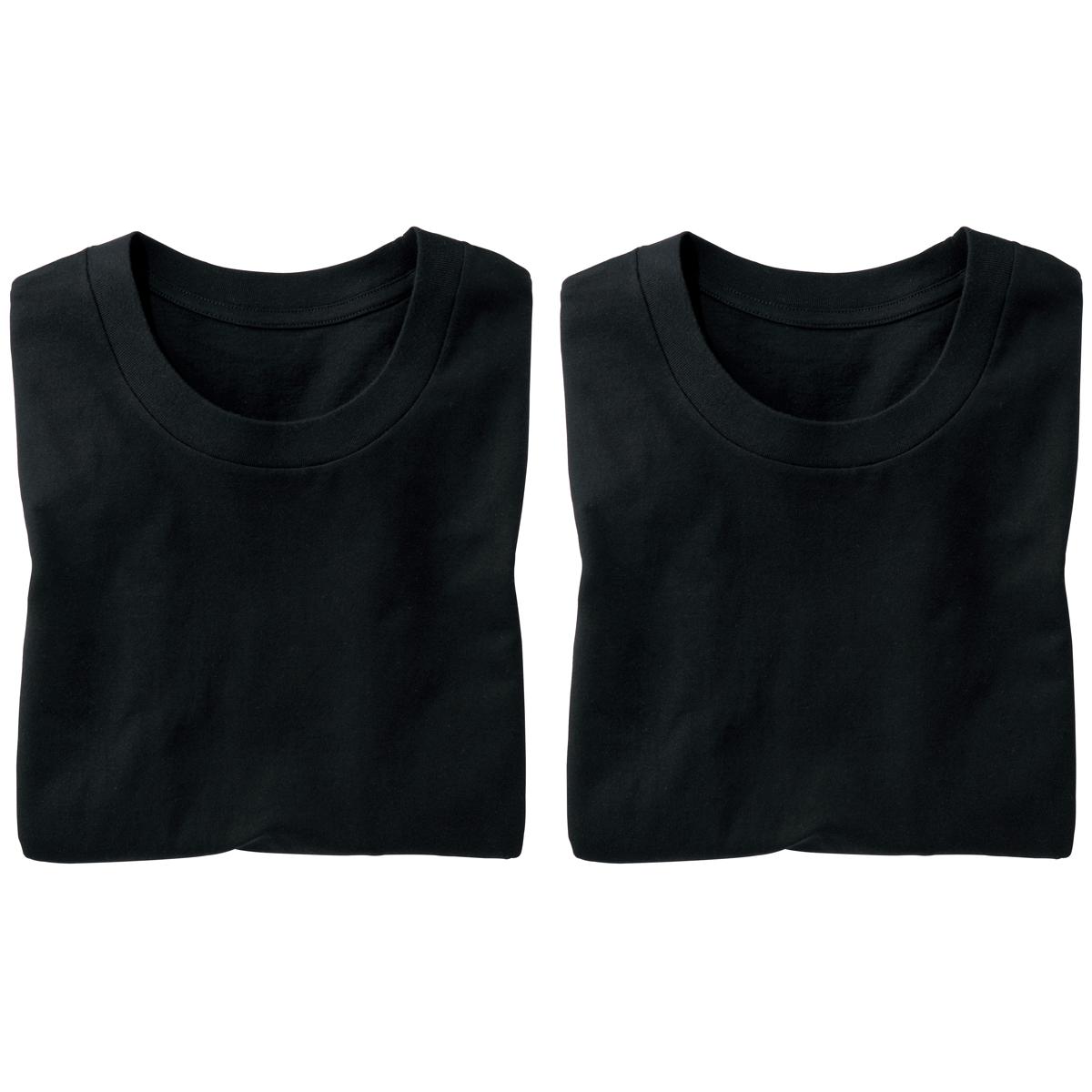 同色2枚組 男の綿100%クルーネックTシャツ(長袖) - ファッション