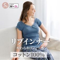 フレンチ袖インナー(贅沢レースにやわらかな着心地の綿100%リブインナー)