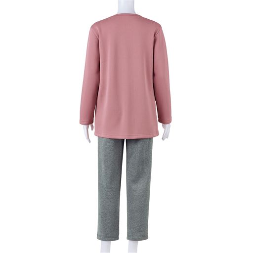 ピンク(パンツ:チャコールグレー) バックスタイル 上下セット