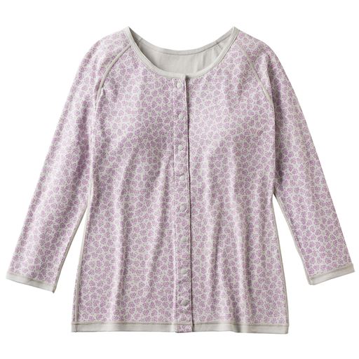 プリントA(グレー系)<br><表側〉 腕が通しやすく、肩も動かしやすいラグラン袖。脱ぎ着もスムーズです。