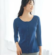 肌あたり優しいらくちん前開きパッド付き8分袖(綿100%)