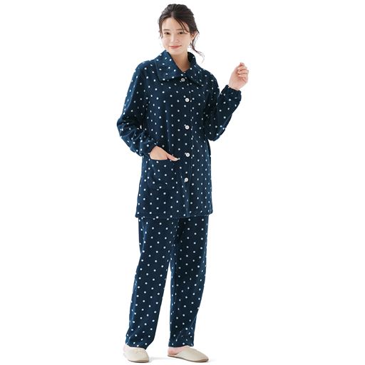 ドット柄 あったかハイネックパジャマ(水玉フリース)