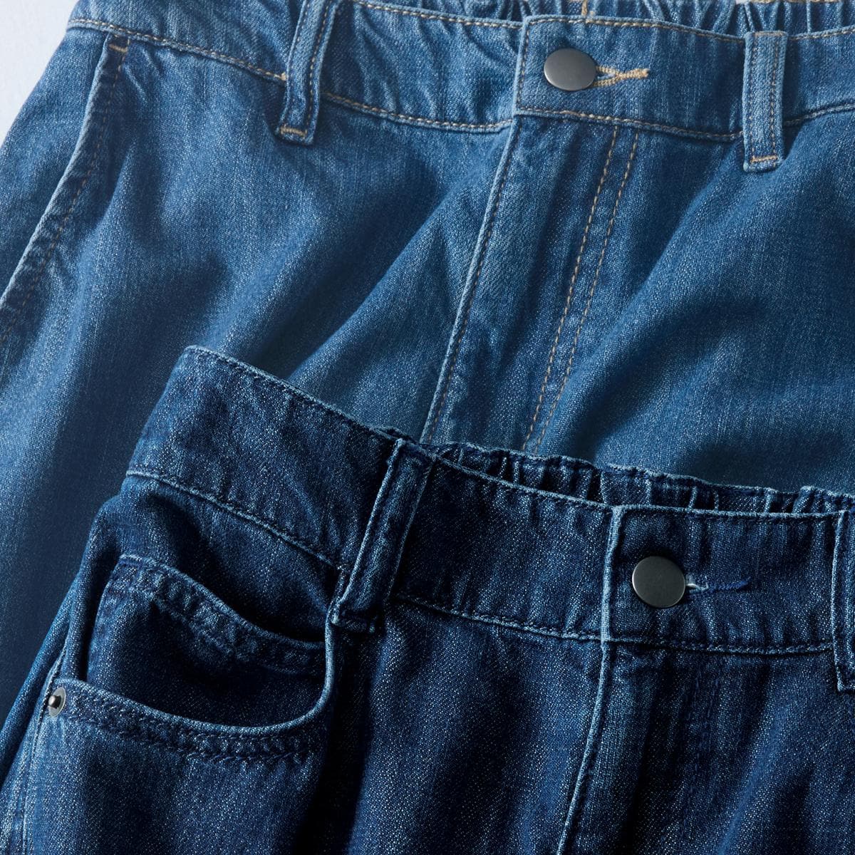 甘撚り素材でやわらかな着心地ワイドデニムパンツ(綿100%・生地