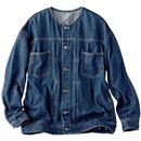 甘撚り素材でやわらかな着心地ノーカラーＧジャン