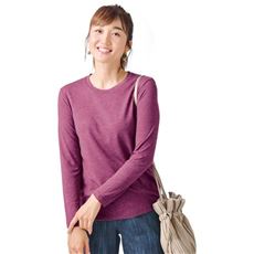 シンプルクルーネックTシャツ(長袖)(洗濯機OK)