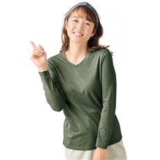 シンプルVネックTシャツ(長袖)(洗濯機OK)