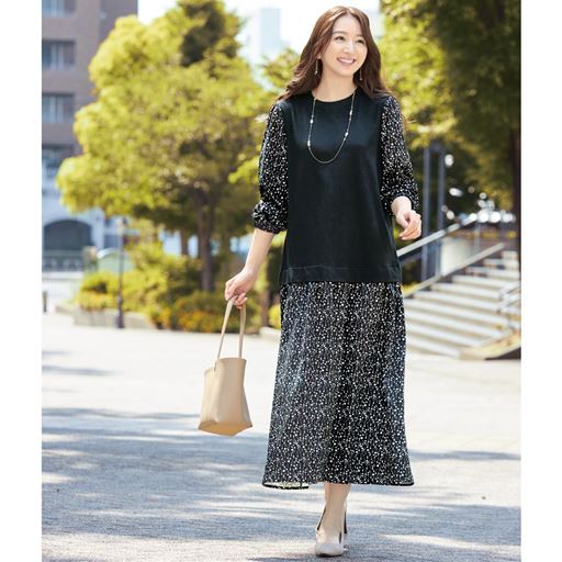 異素材ドッキングワンピース